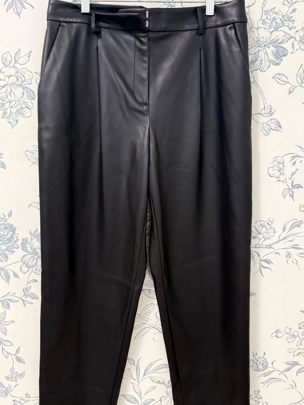 LOFT Black Faux Leather Straight-Leg Pants